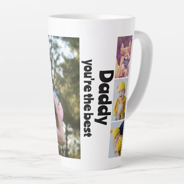 Caneca De Café Latte Colagem Personalizada de Fotos e Texto (Ângulo direito)