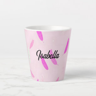 Caneca De Café Latte Coleção Boho de Penas Luxuosas e Modernas