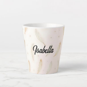Caneca De Café Latte Coleção Boho de Penas Modernas de Luxo