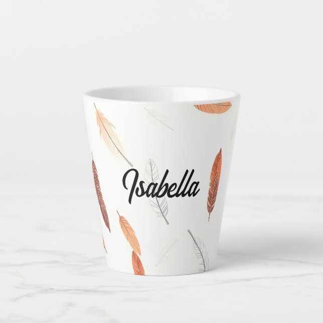 Caneca De Café Latte Coleção de Luxo Boho Popular Feathers (Frente)