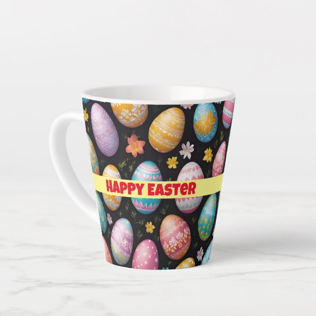 Caneca De Café Latte Coleção de Ovos de felz pascoa (Ângulo esquerdo)