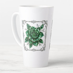 Caneca De Café Latte Coleção Flor de Cristal Esmeralda Real