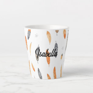 Caneca De Café Latte Coleção Luxuosa Boho da Moda Feathers