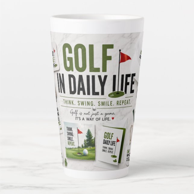 Caneca De Café Latte Coleção Vida Diária de Golfe (Frente)