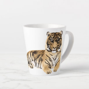 Caneca De Café Latte Coletor de Tigre de Aquarela