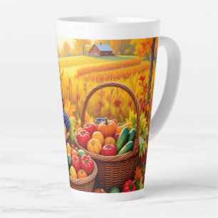 Caneca De Café Latte colheita de laranja no outono de ouro,
