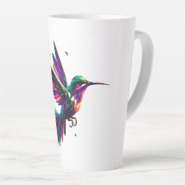 Caneca De Café Latte Colibrí Arcoíris Geométrico – Arte Moderno Vibrant