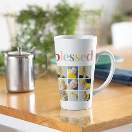 Caneca De Café Latte Collage Photo | Presente de Natal Abençoado e Colo