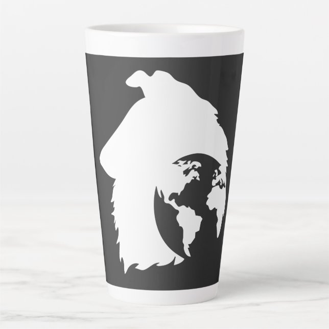 Caneca De Café Latte ColliesWithoutBorders logotipo branco (Frente)