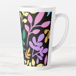 Caneca De Café Latte Colorful foliage in black background