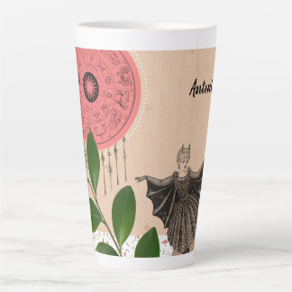 Caneca De Café Latte Colorida Bonito bruxa moderna, garota única