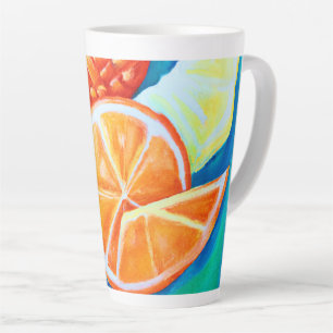 Caneca De Café Latte Colorida Frutas tropicais Neon