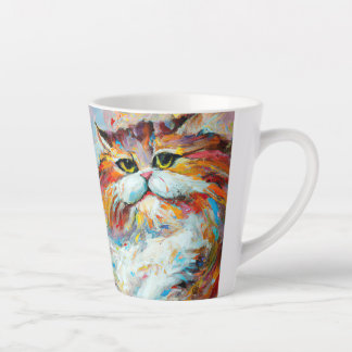 Caneca De Café Latte Colorida Pudgy Cat no estilo de Leonid Afremov.