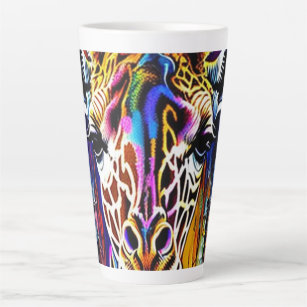 Caneca De Café Latte Colorido/abstrato/girafa