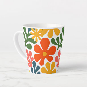 Caneca De Café Latte Colorido Floral Abstrato Matisse Arte Retro