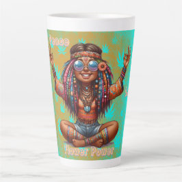 Caneca De Café Latte Colorido Me Hippie Chic Flower Latte Mug