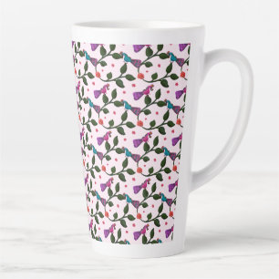 Caneca De Café Latte Colorido Padrão Floral Sem Costura de Pássaro Tape