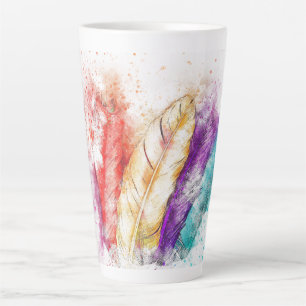 Caneca De Café Latte Colorido Vibrante Pena Criativo Elevante Salpico