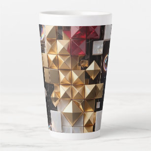 Caneca De Café Latte Coluna Mosaico de Natal Futurista 3D