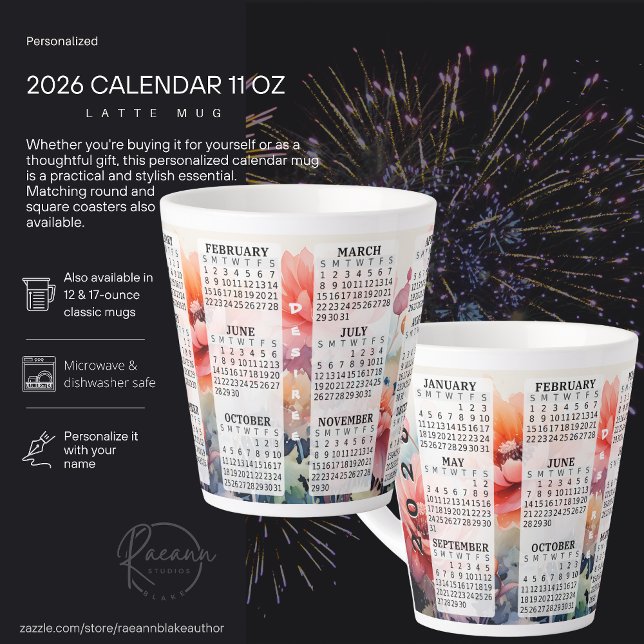 Caneca de Café Latte com Calendário Personalizado  (Criador carregado)