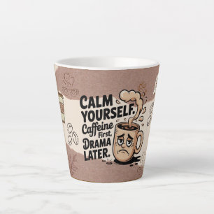 Caneca de Café Latte com Design de Padrão de Grãos
