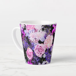 Caneca De Café Latte Com Flores