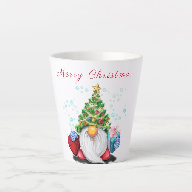 Caneca de Café Latte com Gnomo de Natal (Frente)