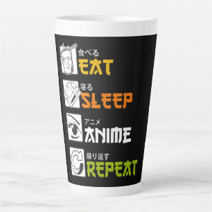 Caneca De Café Latte Coma anime adormecido Repetir presente Ideia Cospl