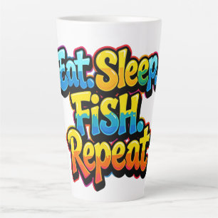 Caneca De Café Latte Coma Dormir Peixe Repetir Arco-íris