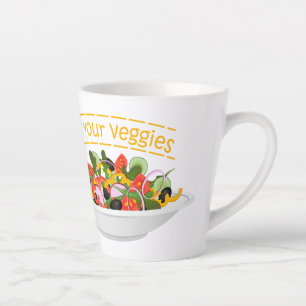 Caneca De Café Latte Coma seus vegetais Cite salada fresca misturar tig