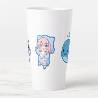 Caneca De Café Latte Combo Kawaii Anime, Baleia Azul Fofa e Vibrações d