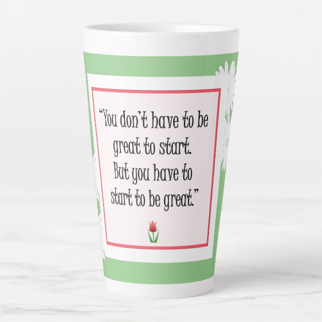 Caneca De Café Latte Comece a fazer coisas Excelentes - Mug Verde Motiv (Frente)