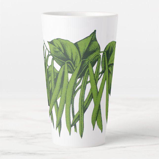 Caneca De Café Latte Comida de vindima, feijões verdes orgânicos (Frente)