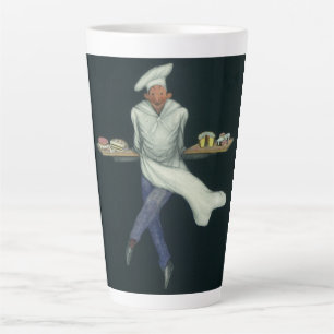 Caneca De Café Latte Comidas de vindima, padeiro com pastelaria