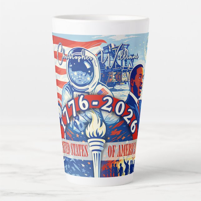 Caneca De Café Latte Commemorative 1776-2026 USA Personalized (Frente)