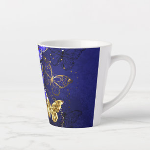 Caneca De Café Latte Composição com Borboletas Safira