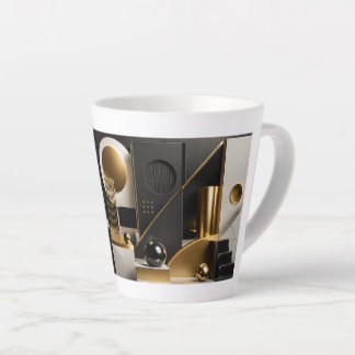 Caneca De Café Latte Composição Moderna Luxuosa: Presente Dourado e Pre