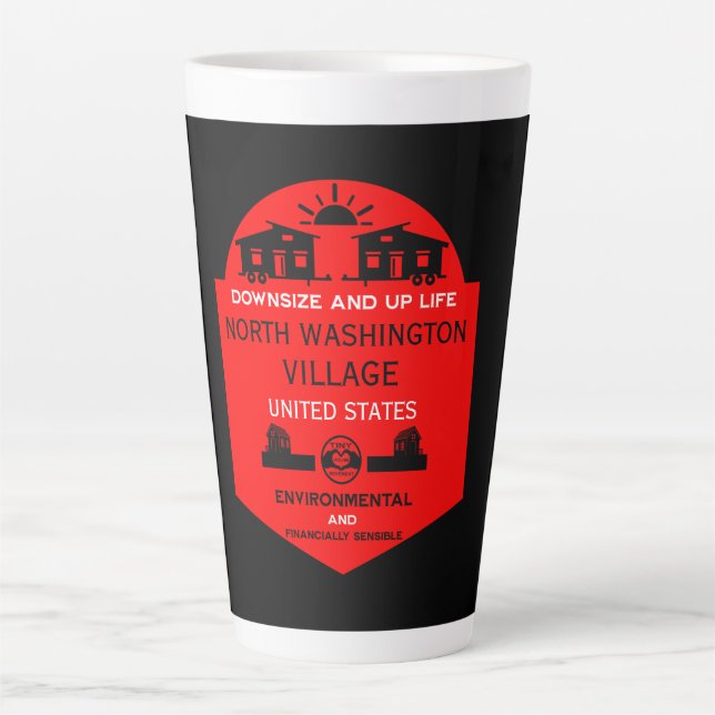Caneca De Café Latte Comunidades de Casa Pequena Editáveis (Frente)