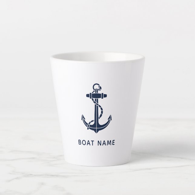 Caneca De Café Latte Comutação Personalizada de Tripulação de Âncora de (Frente)