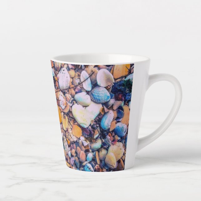 Caneca De Café Latte Conchas e bolhas de mar (Direita)