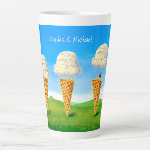 Caneca De Café Latte Cone de Sorvete, Balão de Ar Whimsical, Nomes
