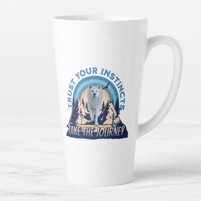 Caneca De Café Latte Confie em Seus Instintos Aventura do Lobo Ártico A (Direita)