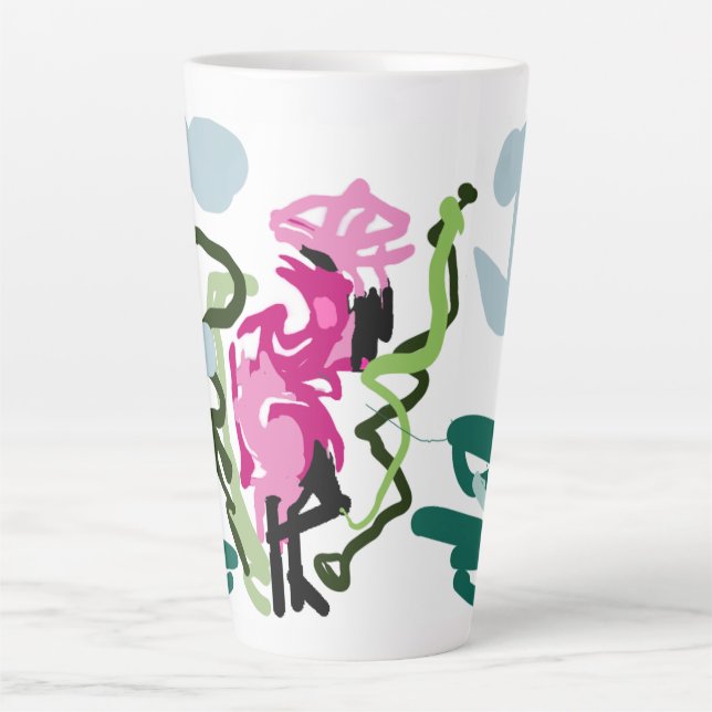 Caneca De Café Latte Conjunto de flamingo rosa (Frente)