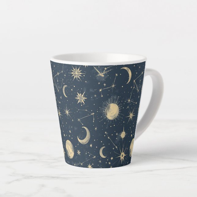 Caneca De Café Latte Constelação Celestial - Noite Estelar (2) (Ângulo direito)