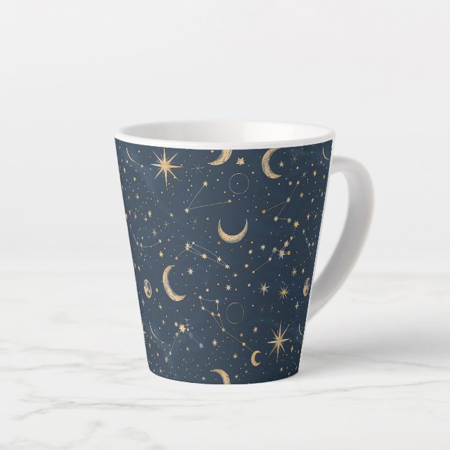 Caneca De Café Latte Constelação Celestial - Noite Estelar (4) (Ângulo direito)
