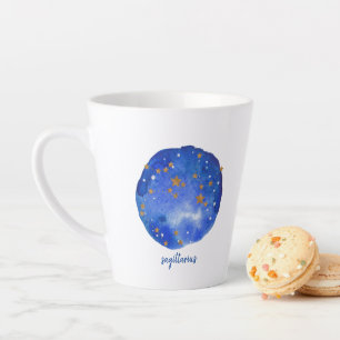 Caneca De Café Latte Constelação do Céu Sagittarius Watercolor Zodia