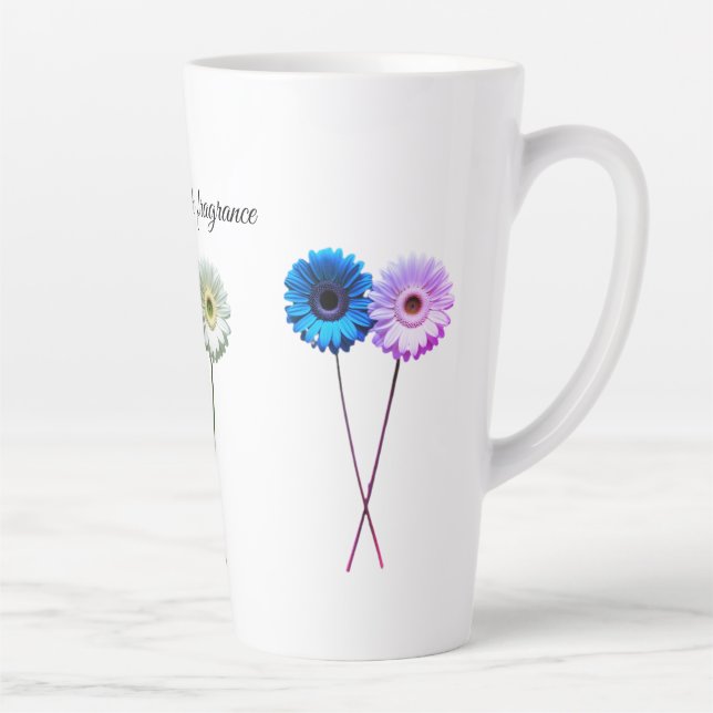 Caneca De Café Latte Contraste Gêmeo Duplo Equilíbrio em Floral Lateral (Direita)