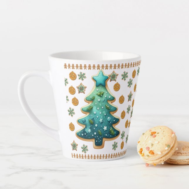 Caneca De Café Latte Cookie de Árvore de Natal Festivo (In Situ)