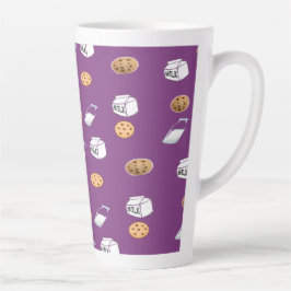 Caneca De Café Latte Cookies e leite em roxo