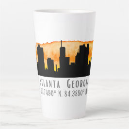 Caneca De Café Latte Coordenadas do Mapa da Cidade de Atlanta